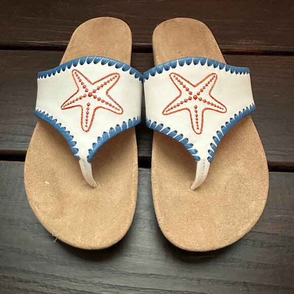 JACK ROGERS EMBROIDERED STAR FISH SANDALS Size 5 - Picture 2 of 8